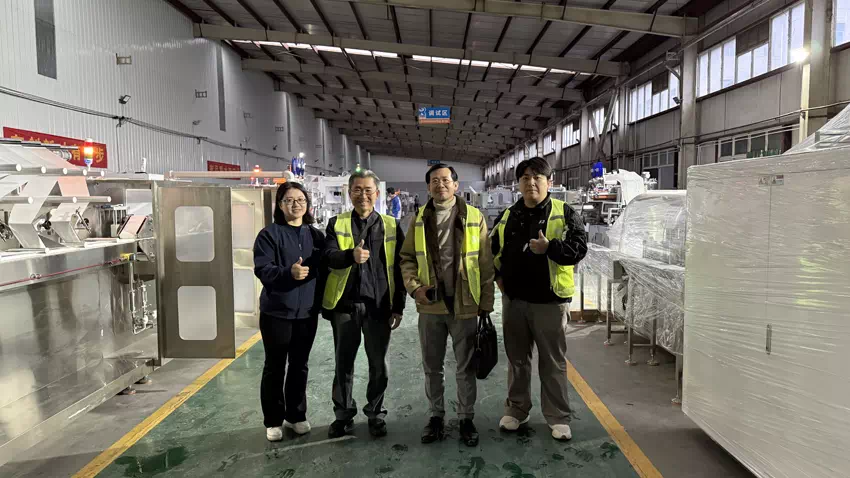 Cambodian Clients Visit and Inspect Wet Wipe Machine Project