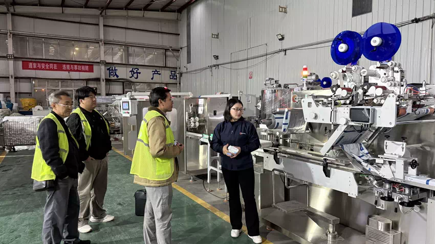 Cambodian Clients Visit and Inspect Wet Wipe Machine Project