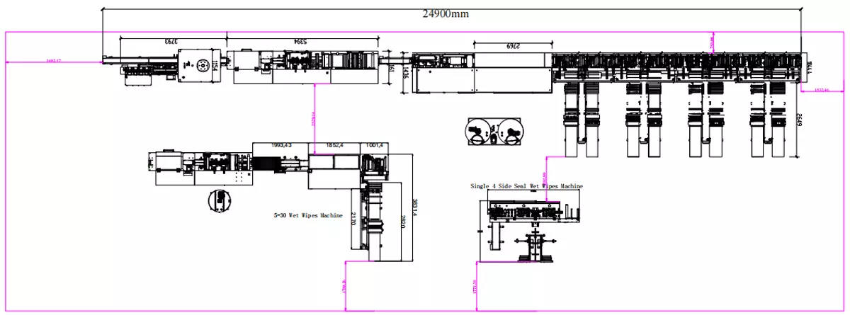 Layout of Small Twin Roll 16 Line Wet Wipes Machine Layout of Small Twin Roll 16 Line Wet Wipes Machine